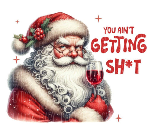 Funny Wine Drinking Santa Print